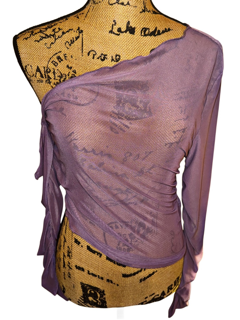 Lilac Semi-Sheer Mesh Top